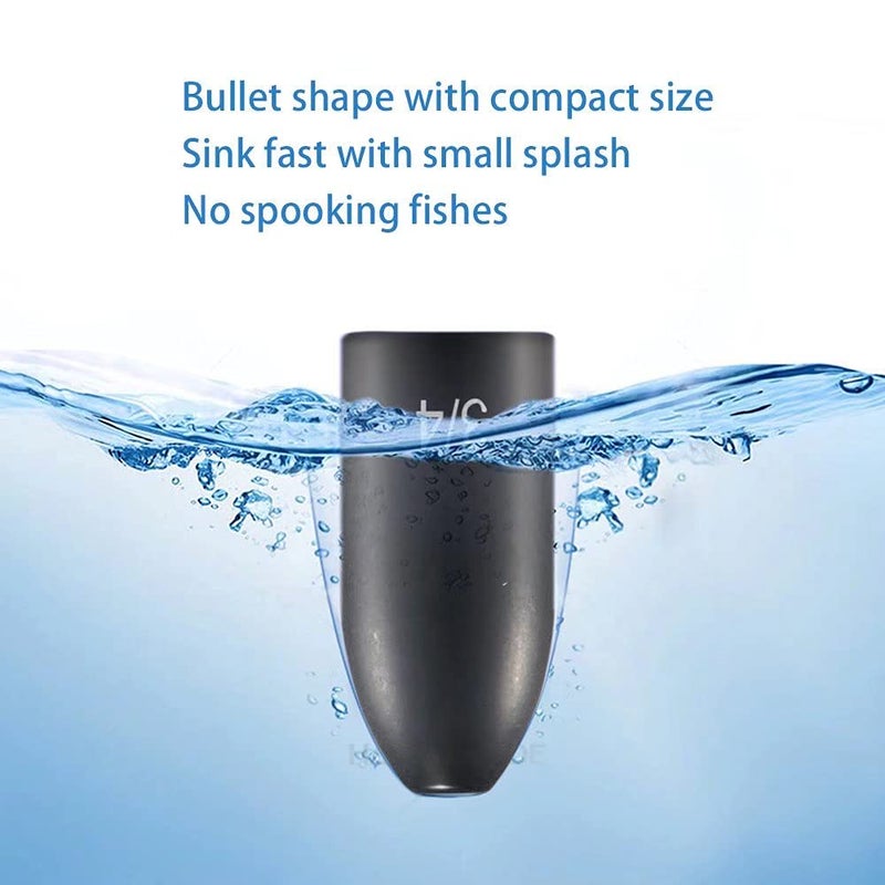 Fishfun Tungsten Bullet Fishing Weights, Insert Free Worm Sinkers, 5 Pack, 1/8oz, No Chip Black - Image 5